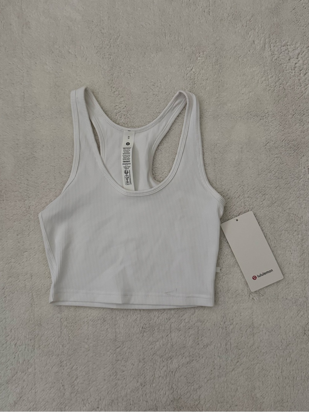 lululemon White Ribbed Racerback Crop Top